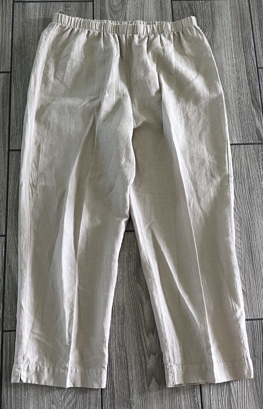 Hot Cotton by Marc Ware Beige Linen Blend Elastic Waist Pull On Pants Size L P